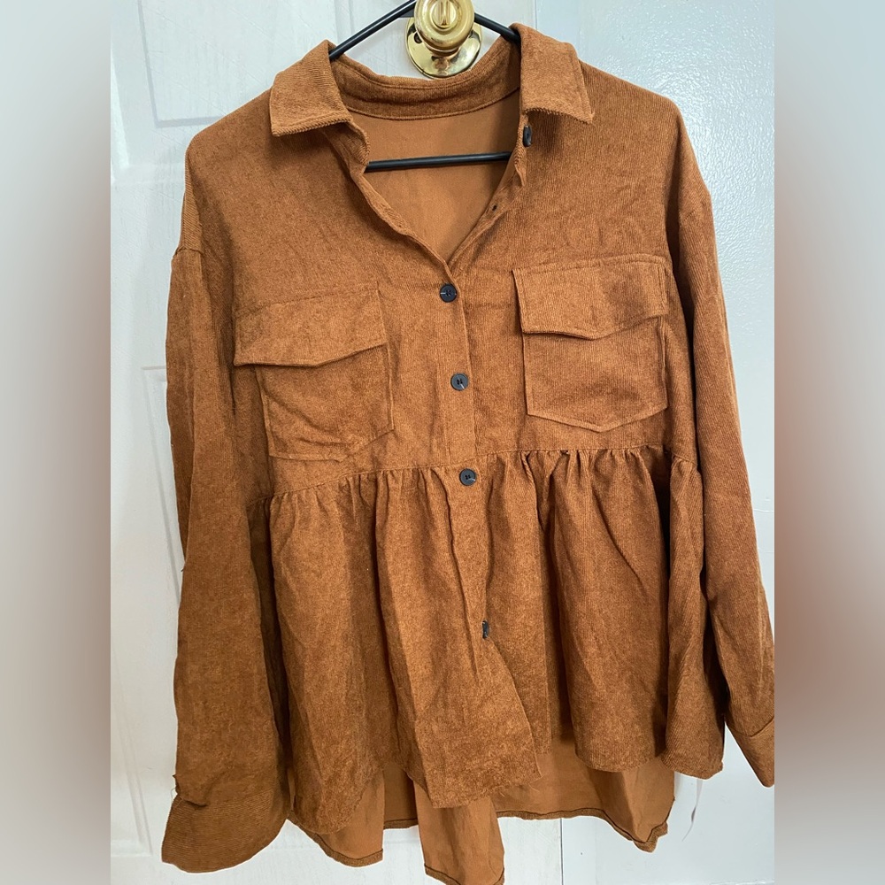 Brown Button-Up Women's Blouse
